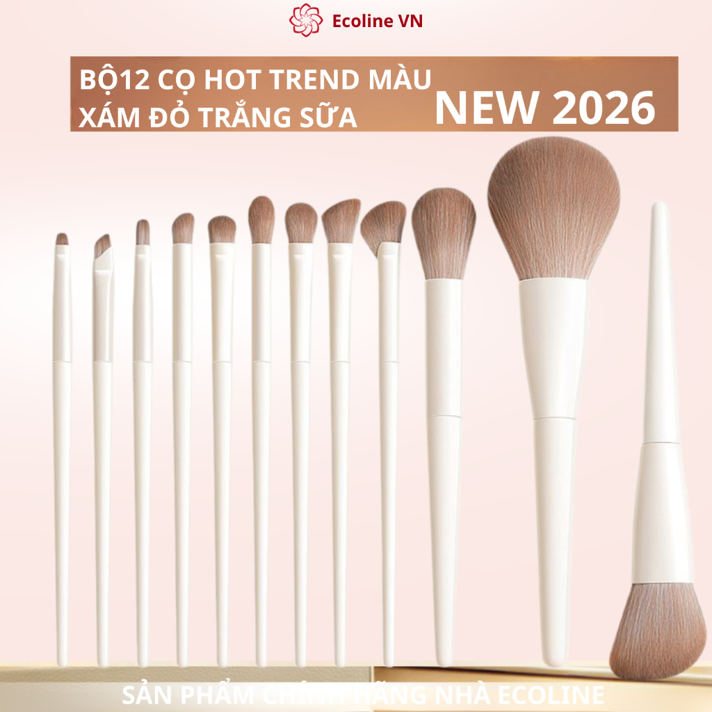 Ecoline bộ cọ makeup 7 10 12 cây trang điểm chuyên dụng cọ má hồng cọ kẻ mắt  đầu bông mềm mịn
