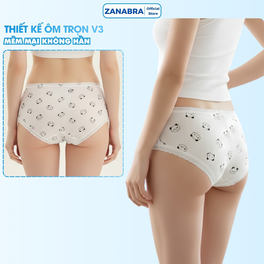 [ Xả Hàng ] Set 5 quần lót nữ cotton nguyên chất co giãn gân tăm viền ren siêu mềm ZANABRA L1172