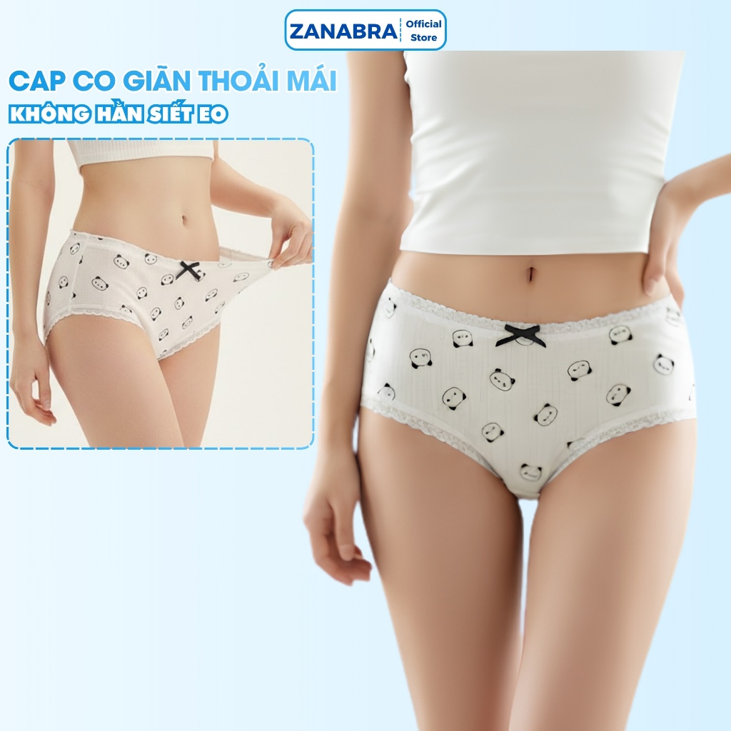 [ Xả Hàng ] Set 5 quần lót nữ cotton nguyên chất co giãn gân tăm viền ren siêu mềm ZANABRA L1172