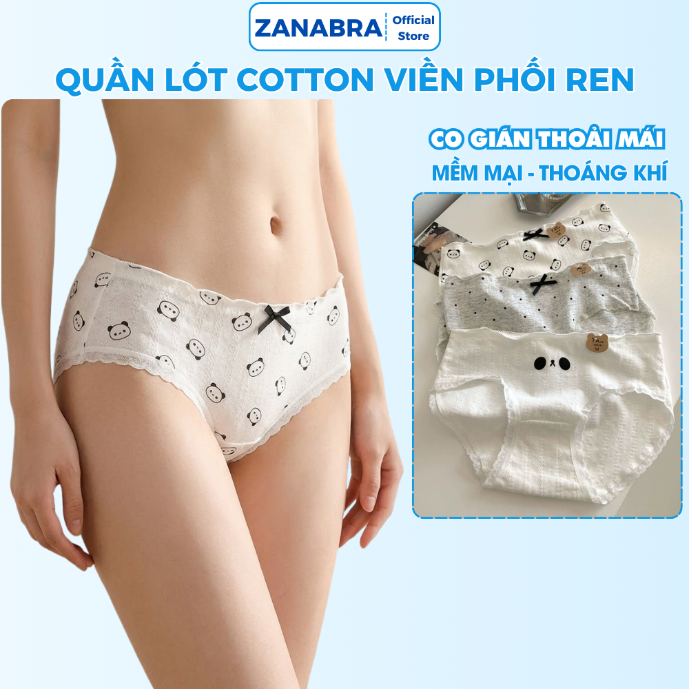[ Xả Hàng ] Quần Lót Nữ cotton 7A co dãn 4 chiều thấm hút mồ hôi, Quần chip nữ họa tiết dễ thương ZANABRA L1172