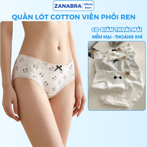Quần Lót Nữ cotton 7A co dãn 4 chiều thấm hút mồ hôi, Quần chip nữ họa tiết dễ thương ZANABRA L1172