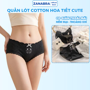 Set 5 quần lót nữ cotton nguyên chất co giãn gân tăm viền ren siêu mềm ZANABRA L1172