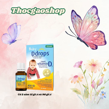 (Thóc Gạo Shop 89) D3 Thuần Organic Ddrops 400IU dạng giọt bổ sung vitamin D3 cho bé tăng cường đề kháng