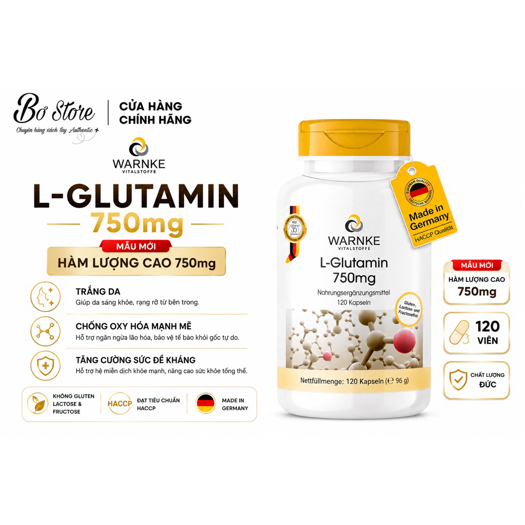 warnke l glutathione 500mg NỘI ĐỊA ĐỨC] Viên uống trắng da Warnke L-Glutathione 500mg, giúp làm trắng  da, ngừa nám nâng tông toàn cơ thể, 100v