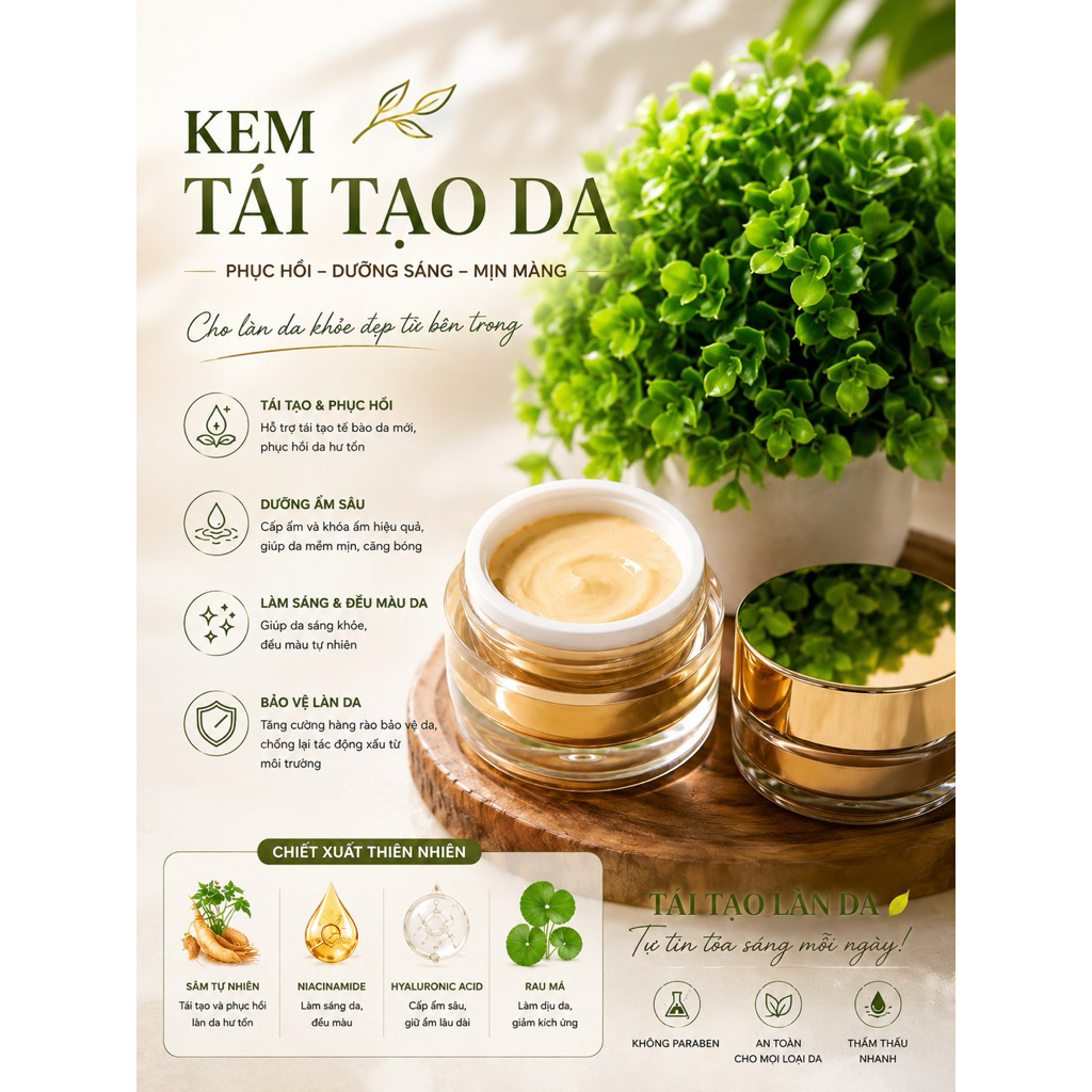 [Chính Hãng ] Kem Tái Tạo Không Hộp bong da mờ nám