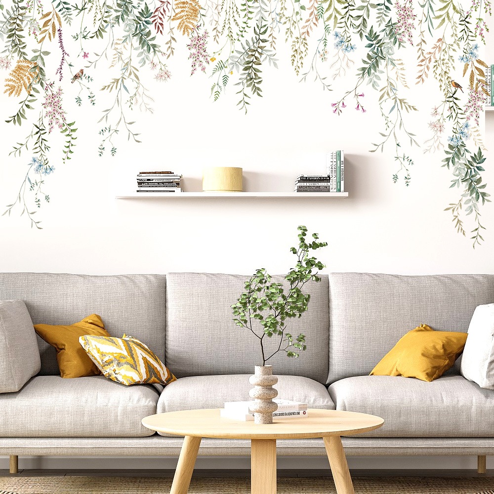 Decal Dán Tường Cây Liễu Rủ Có Keo Sẵn 120x58.5cm – Trang Trí Phòng Khách Không Gian Xanh