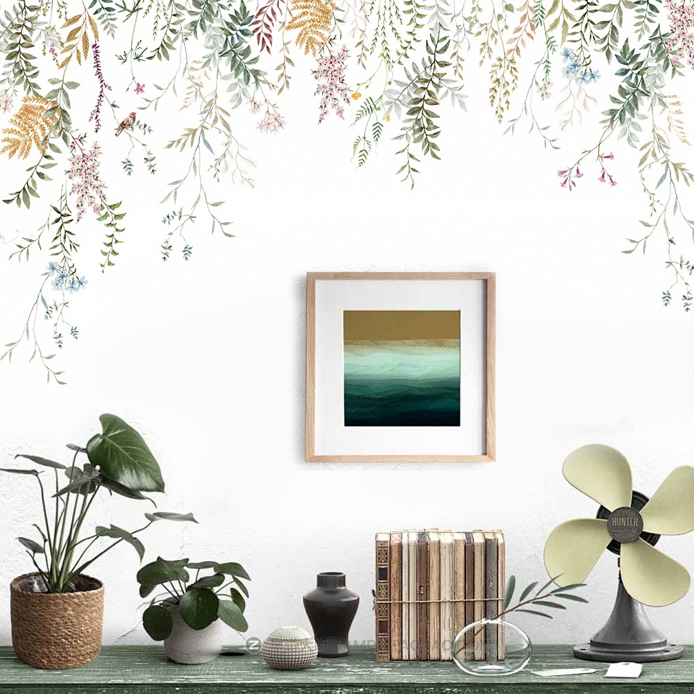 Decal Dán Tường Cây Liễu Rủ Có Keo Sẵn 120x58.5cm – Trang Trí Phòng Khách Không Gian Xanh