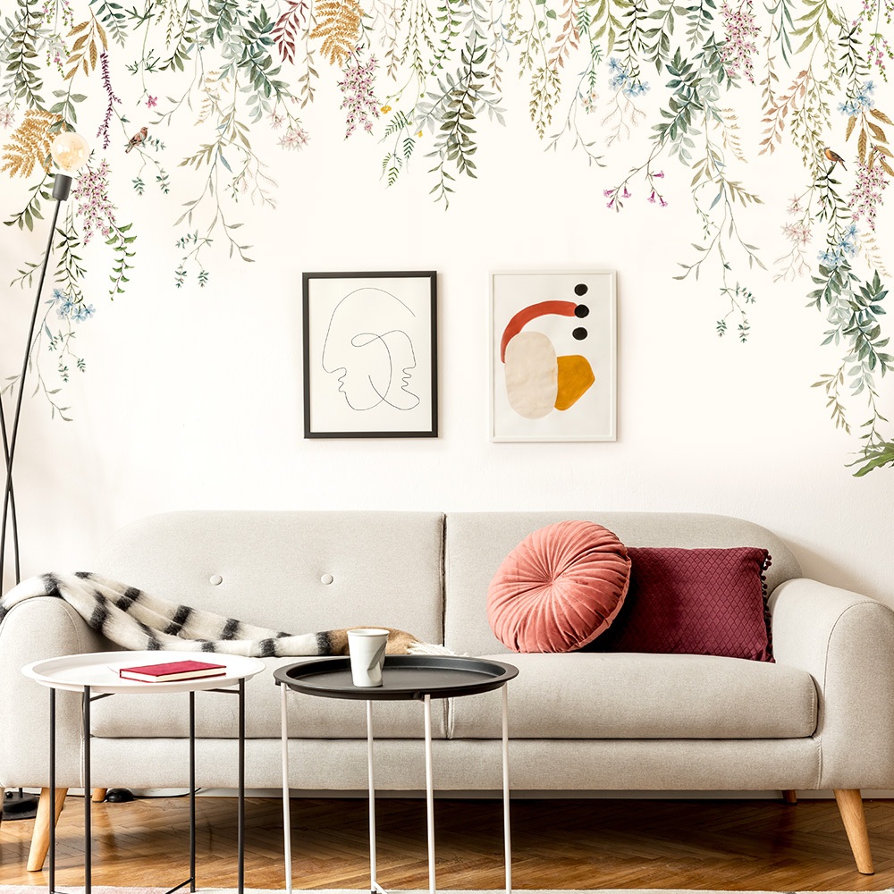 Decal Dán Tường Cây Liễu Rủ Có Keo Sẵn 120x58.5cm – Trang Trí Phòng Khách Không Gian Xanh