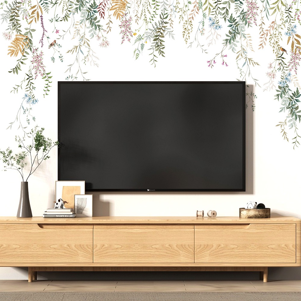 Decal Dán Tường Cây Liễu Rủ Có Keo Sẵn 120x58.5cm – Trang Trí Phòng Khách Không Gian Xanh