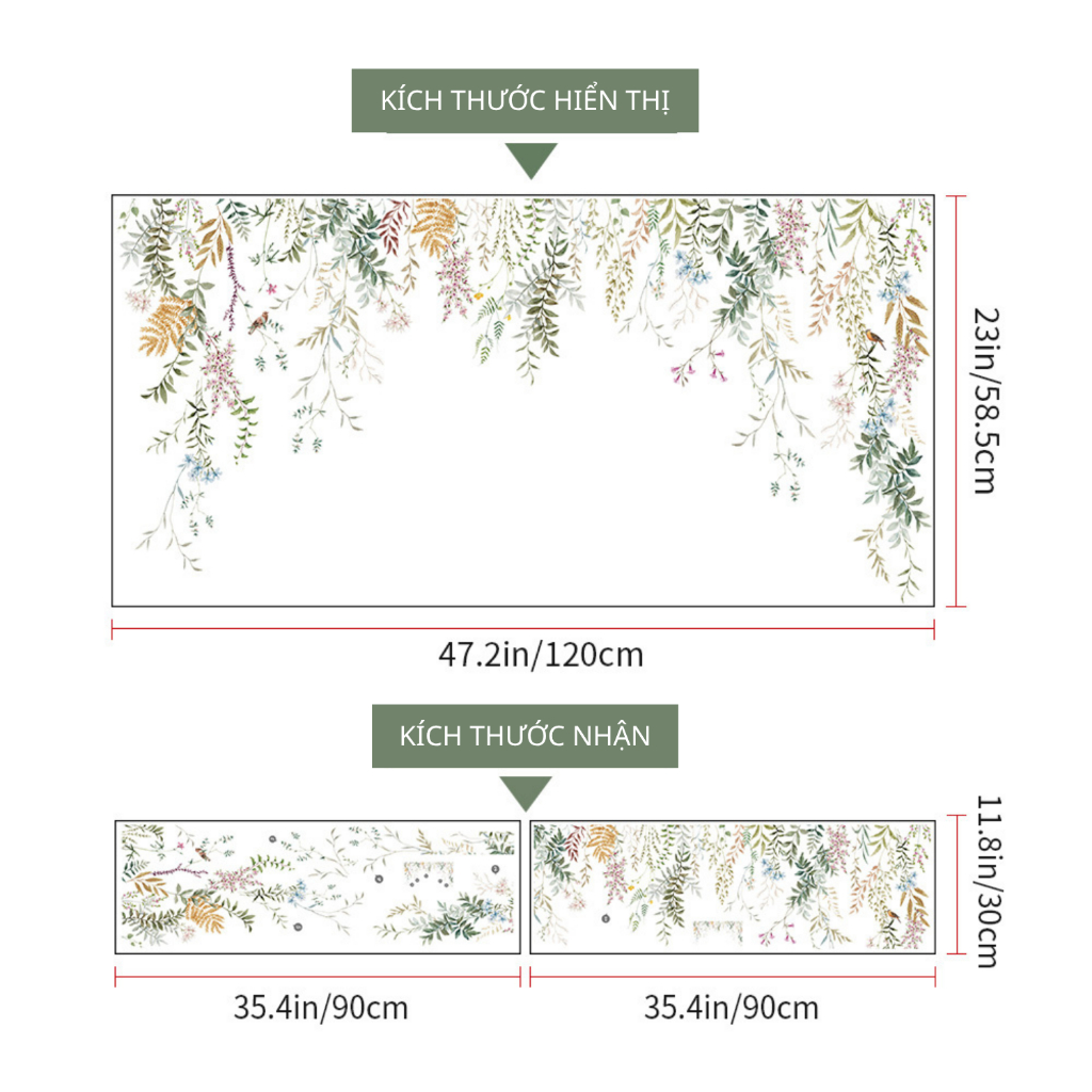 Decal Dán Tường Cây Liễu Rủ Có Keo Sẵn 120x58.5cm – Trang Trí Phòng Khách Không Gian Xanh