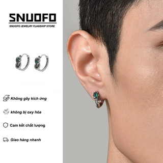 SNUOFO - Khuyên tai vòng nam hình rắn đính đá phong cách cổ điển thiết kế độc đáo cá tính thời trang đường phố cao cấp