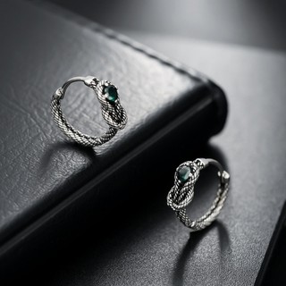 SNUOFO - Khuyên tai vòng nam hình rắn đính đá phong cách cổ điển thiết kế độc đáo cá tính thời trang đường phố cao cấp