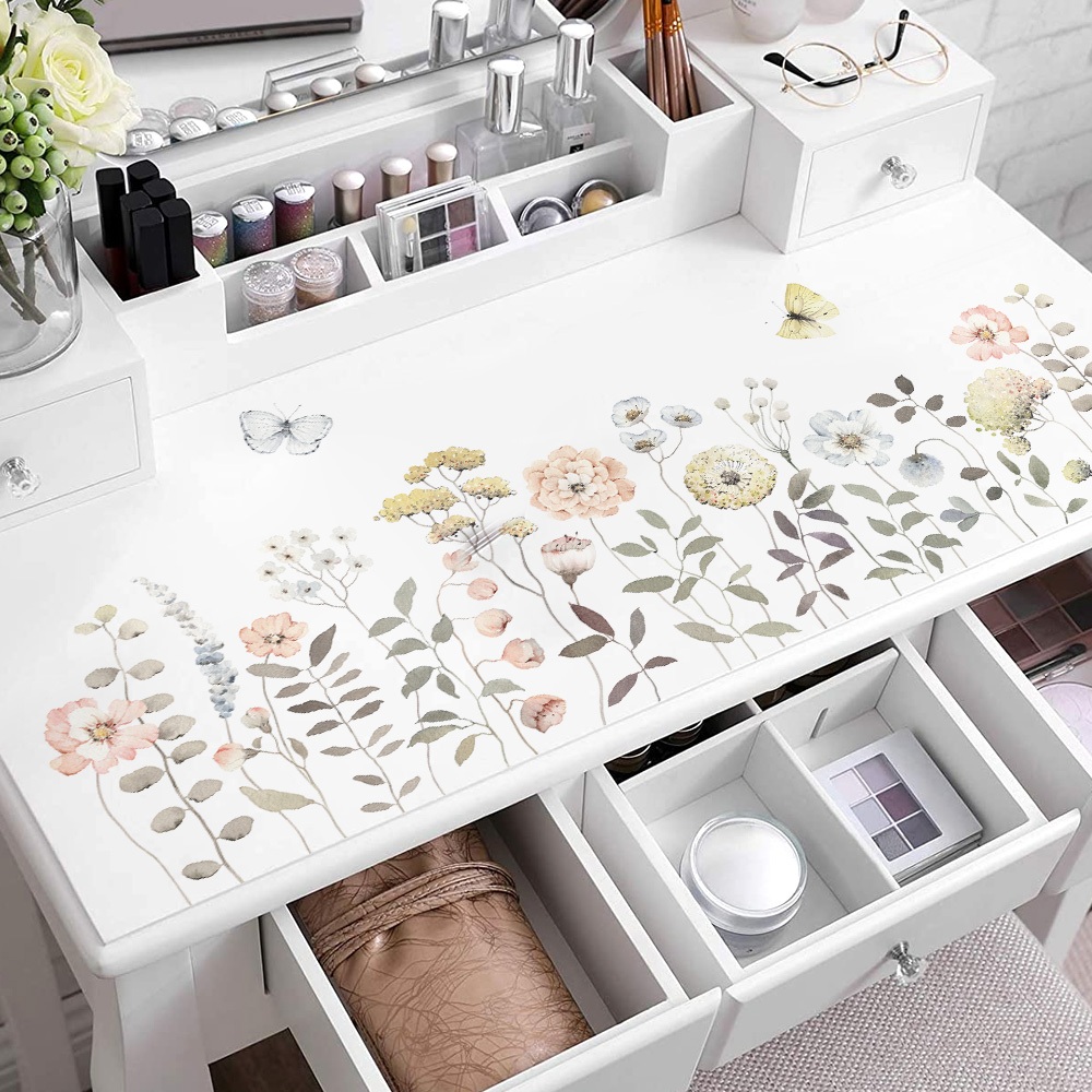Decal Dán Chân Tường Hoa Bướm Có Keo Sẵn 126x52cm - Trang Trí Nhà Chống Bẩn Chân Tường