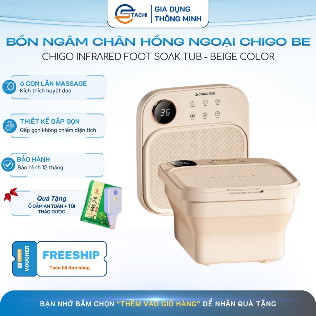 Máy Ngâm Chân Sưởi Ấm Hồng Ngoại ChiGo TACHI Massage Tự Động, Làm Nóng Nhanh Tiết Kiệm Điện An Toàn Tuyệt Đối
