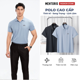 Áo Polo Nam Công Sở MENTORIS Cao Cấp, Vải Nylon Spandex Co Giãn, Mềm Mát, Lịch Lãm MPL2602