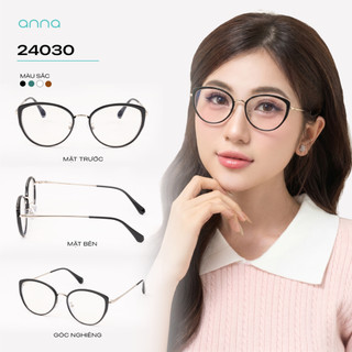 Gọng kính mắt thời trang ANNA nam nữ dáng mắt mèo chất liệu kim loại cao cấp OL 24030
