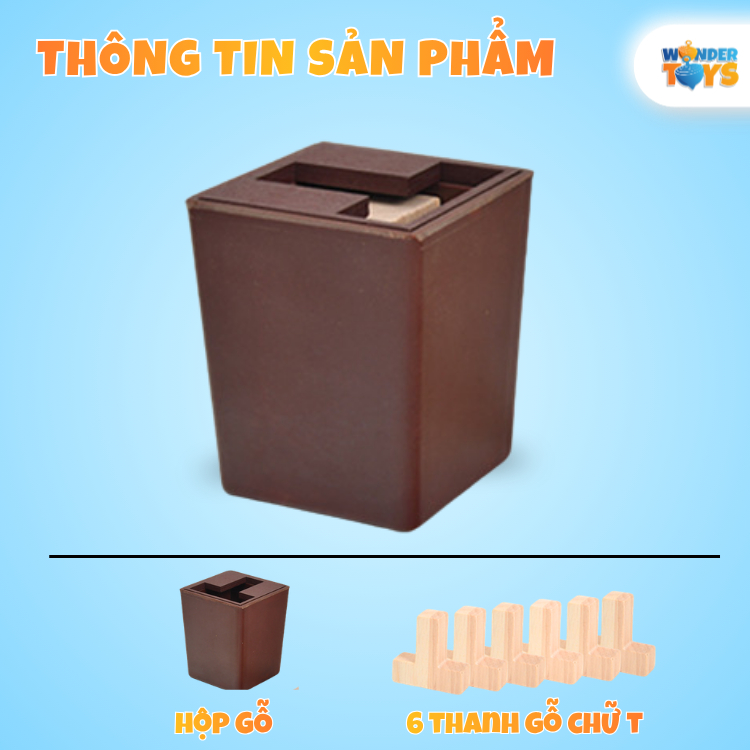 Đồ Chơi Trí Tuệ Gỗ Giải Đố Hộp Ma Thuật Chữ T – Game Trí Tuệ Logic Thử Thách Rèn Tư Duy