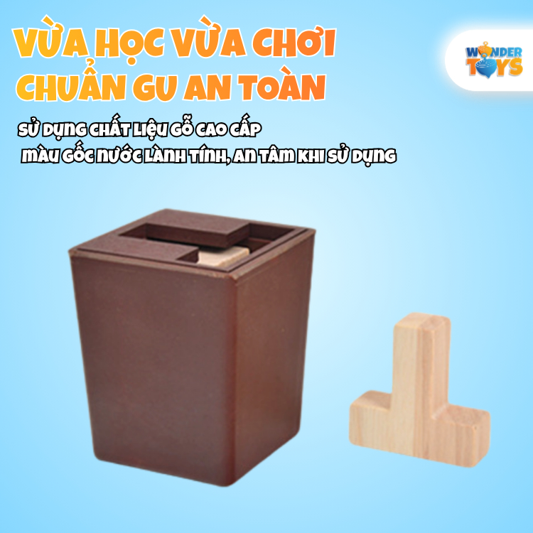 Đồ Chơi Trí Tuệ Gỗ Giải Đố Hộp Ma Thuật Chữ T – Game Trí Tuệ Logic Thử Thách Rèn Tư Duy