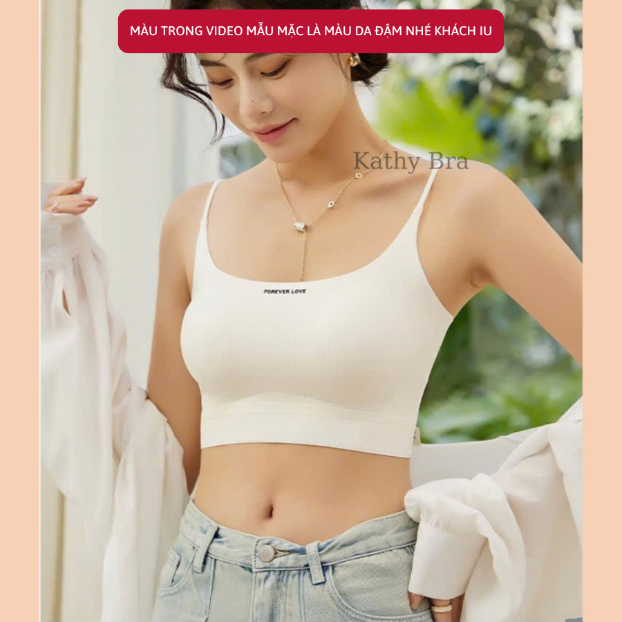C10 [LOẠI 1] Áo Bra 2 Dây Basic KATHY BRA Chất Gân Tăm Co Dãn Tốt Có Đệm Mút Phối Đồ Siu Xinh | BigBuy360 - bigbuy360.vn