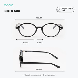 Kính mắt thời trang nam nữ ANNA chất liệu nhựa cao cấp dáng oval unisex cá tính OL 38031