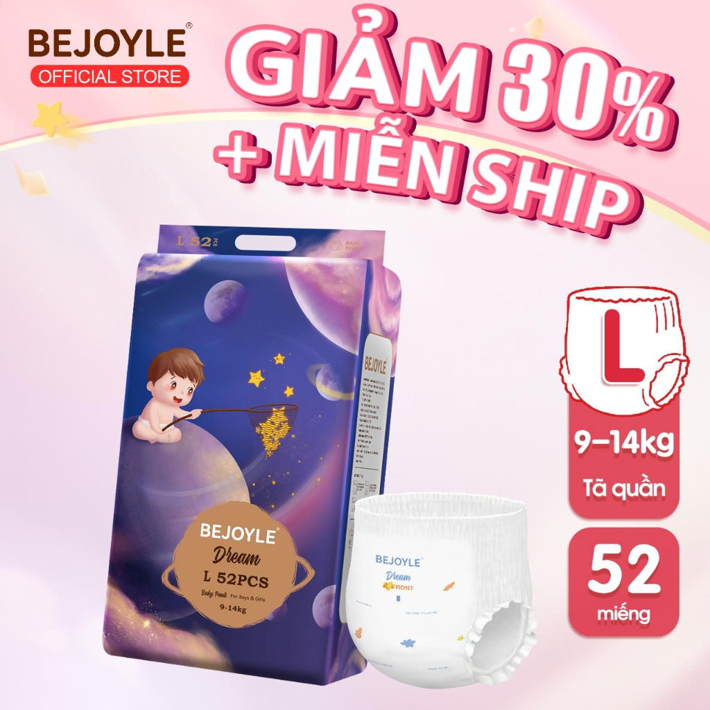 Bỉm Bejoyle Tã quần cao cấp nhẹ siêu khô thoáng cho trẻ sơ sinh Size S60/M56/L52/XL48/XXL44/XXXL40
