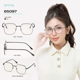 Gọng kính thời trang kèm tròng đổi màu khi ra nắng 0 độ ANNA dáng vuông chất liệu kim loại 65097
