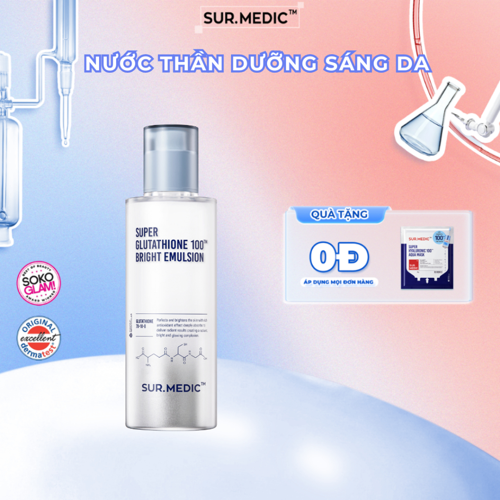 Nước Thần Dưỡng Trắng Dạng Sữa SUR.MEDIC Super Glutathione Bright Emulsion  120ml