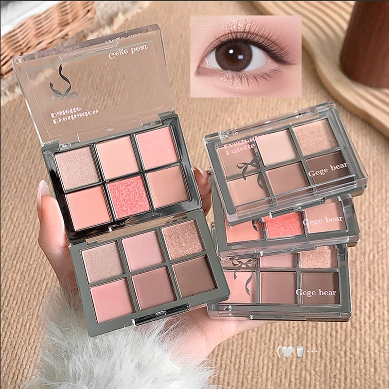 Bảng Phấn Mắt 6 Ô Nhũ Lì Trong Suốt 4.8g phấn mắt 6 màu nhỏ xinh không bột lâu trôi