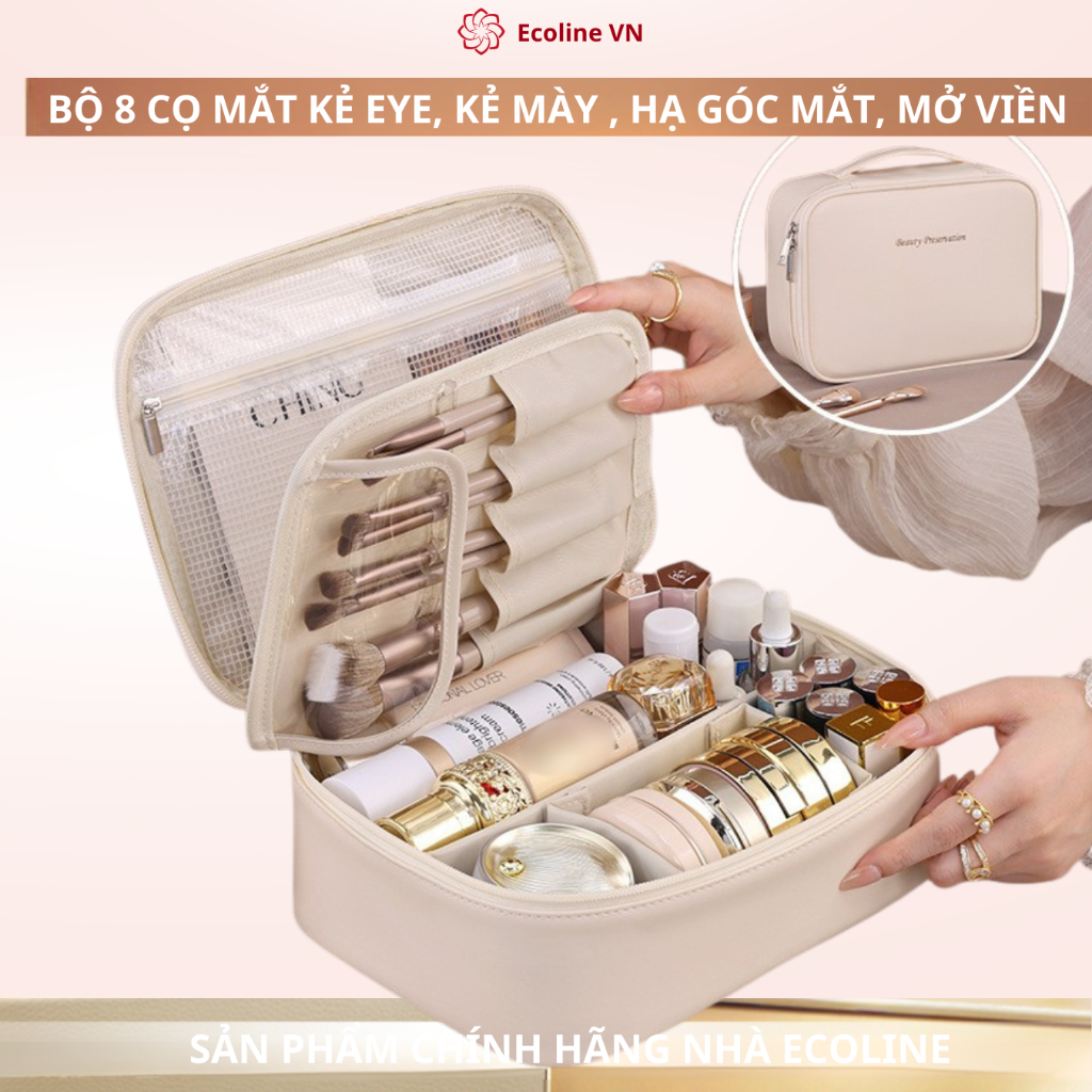 Túi đựng mỹ phẩm du lịch  trang điểm thiết kế da pu sang trọng chống ẩm chống nước dễ lau chùi