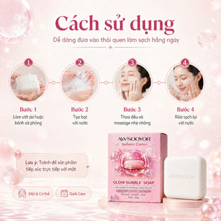 Xà phòng bọt tinh chất dưỡng sáng 50g, dùng cho mặt và cơ thể, dưỡng sáng dịu nhẹ, làm sạch dịu nhẹ, bọt mịn mề