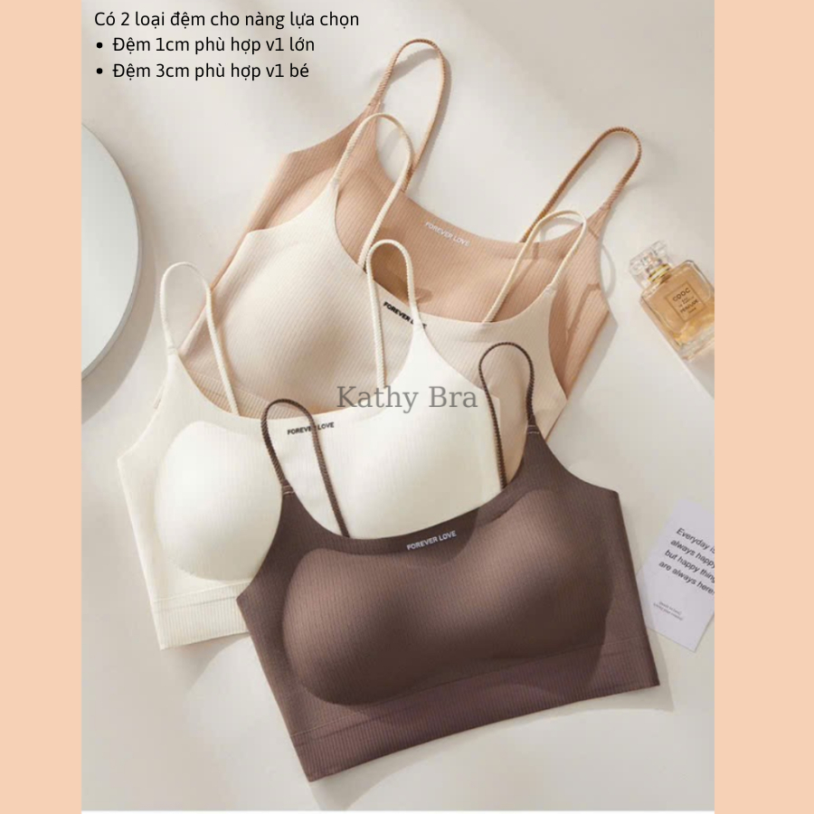 C10 [LOẠI 1] Áo Bra 2 Dây Basic KATHY BRA Chất Gân Tăm Co Dãn Tốt Có Đệm Mút Phối Đồ Siu Xinh | BigBuy360 - bigbuy360.vn