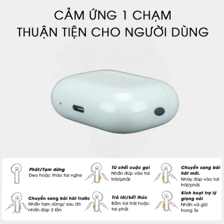 Tai nghe Bluetooth Không Dây Bluetooth Pro 2 Bass Căng Chống Ồn Định Vị Google Map Đổi Tên Cảm Ứng
