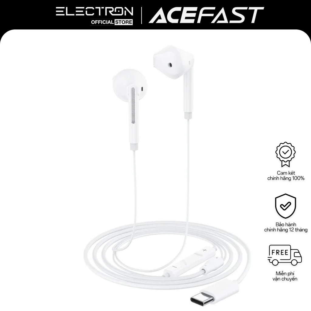 Tai Nghe Có Dây ACEFAST L13 USB-C Semi In-Ear Tích Hợp Micro HD, Điều Khiển 3 Nút