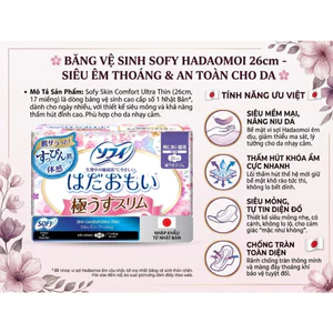 🌸 SOFY SKIN COMFORT ULTRA THIN 26CM (17 MIẾNG) – SIÊU ÊM THOÁNG, NÂNG NIU LÀN DA NHẠY CẢM