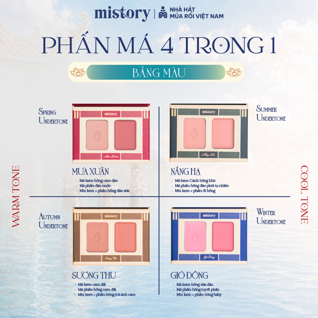 Phấn má hồng 4in1 Mistory Vũ Khúc Thủy Đình hiệu ứng căng bóng sáng da 6g
