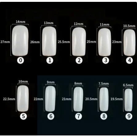 Hộp Móng Úp Chân Giả 500 Móng Form Vuông Dài Màu Đục - Trong - Đủ Size 0-9 Cho Nail