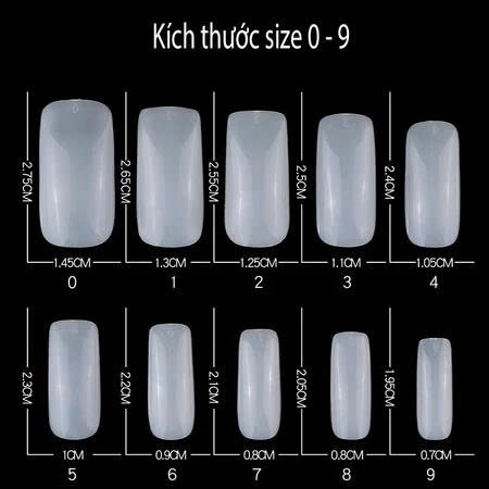 Hộp Móng Úp Chân Giả 500 Móng Form Vuông Dài Màu Đục - Trong - Đủ Size 0-9 Cho Nail