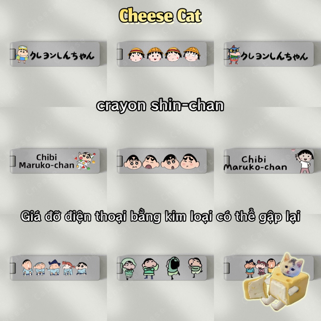 cho Shin cho Chibi cho Maruko Giá đỡ điện thoại bằng kim loại có thể gập lại Hoạt động với tất cả điện thoại di động