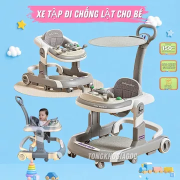 Xe tập đi chữ U,Xe tập đứng cho bé, xe tập đi chữ U cao cấp Babyhope cho bé có cần đẩy điều chỉnh độ nghiêng dễ dàng