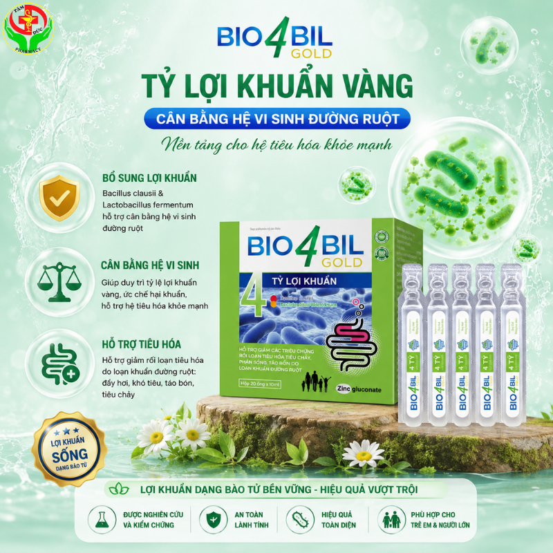 Men vi sinh Bio 4 Bil gold _ Men cho trẻ em và người lớn hỗ trợ tiêu hoá, Bỏ sung lợi khuẩn.