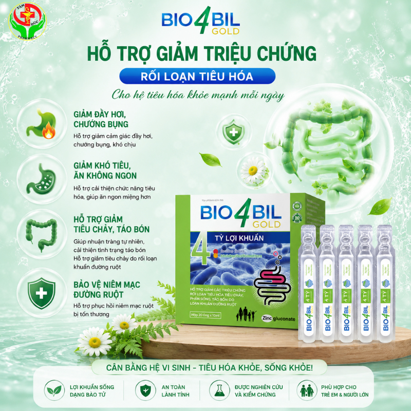 Men vi sinh Bio 4 Bil gold _ Men cho trẻ em và người lớn hỗ trợ tiêu hoá, Bỏ sung lợi khuẩn.