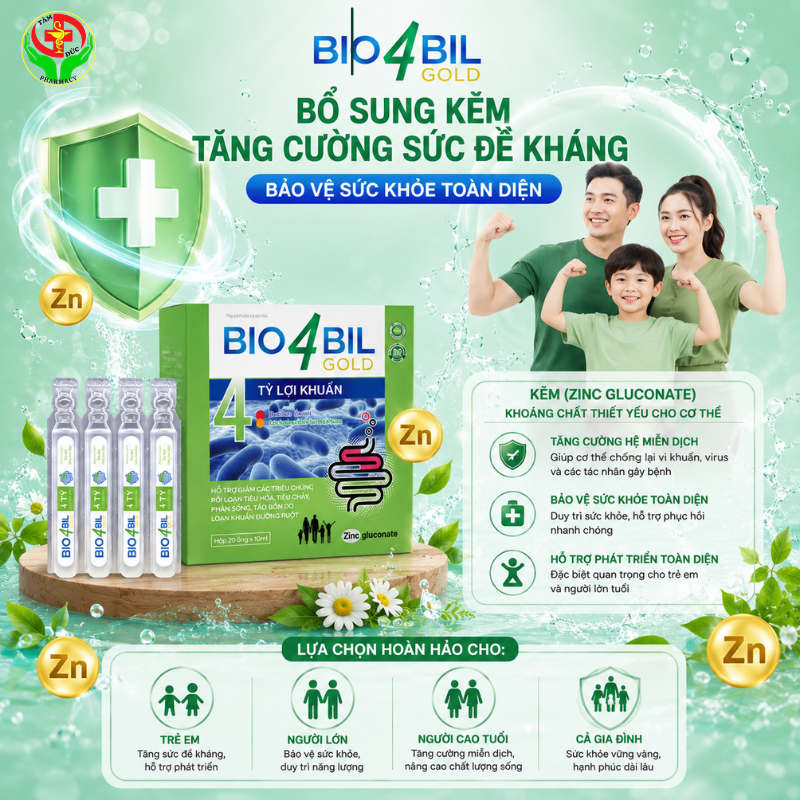 Men vi sinh Bio 4 Bil gold _ Men cho trẻ em và người lớn hỗ trợ tiêu hoá, Bỏ sung lợi khuẩn.