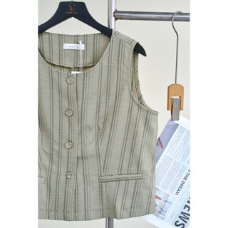 Áo Kiểu Nữ LAMER FASHION Sát Nách Cổ Tròn Đóng Cúc Phối Quần Ống Rộng Chun Sườn Công Sở O65G26H006 O64W26Q002