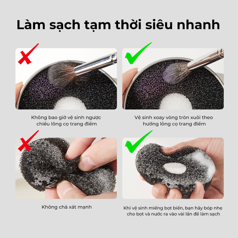 BLJ Hộp phủi cọ khô Chuyên Dụng Làm Sạch Phấn Dư Thừa - Dụng Cụ Vệ Sinh Cọ Trang Điểm Tiện