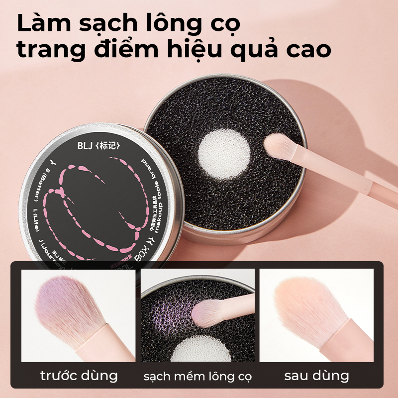 BLJ Hộp phủi cọ khô Chuyên Dụng Làm Sạch Phấn Dư Thừa - Dụng Cụ Vệ Sinh Cọ Trang Điểm Tiện