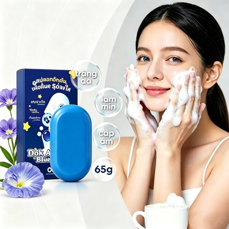 Xà Phòng Dok Anchan Blue Hỗ Trợ Làm Sáng Da 65g （Thật）Với Glutathione & Glycerin Dưỡng Ẩm Và Làm Mịn Da