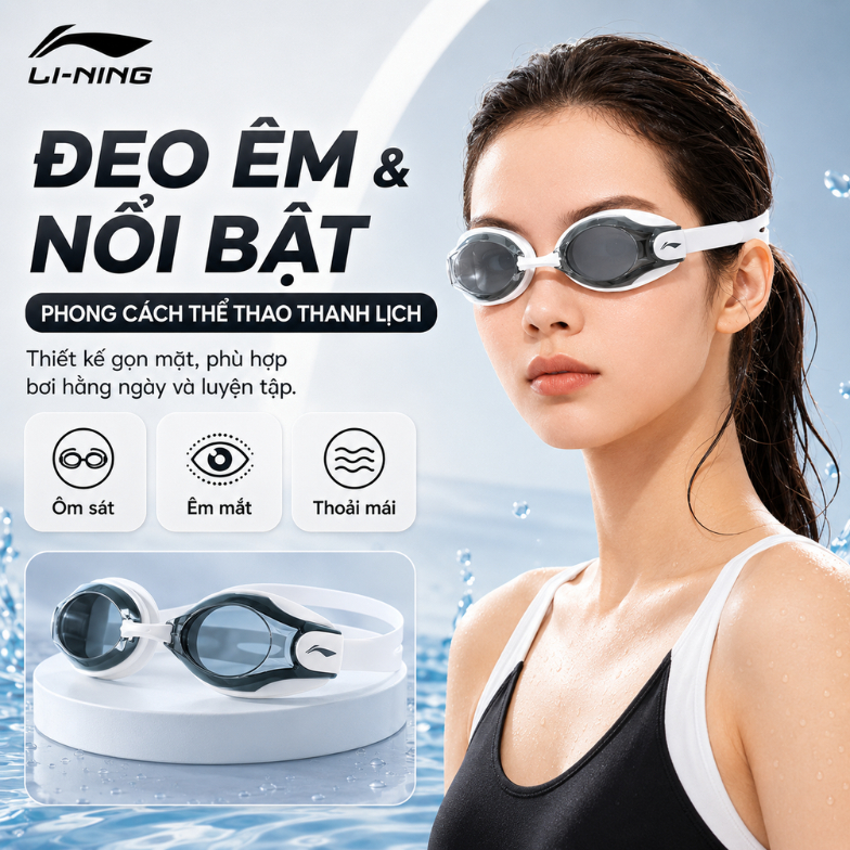 Combo kính mũ bơi SHIWEI Lining cao cấp, khả năng chống nước tốt màu sắc sang trọng LXJR213 508