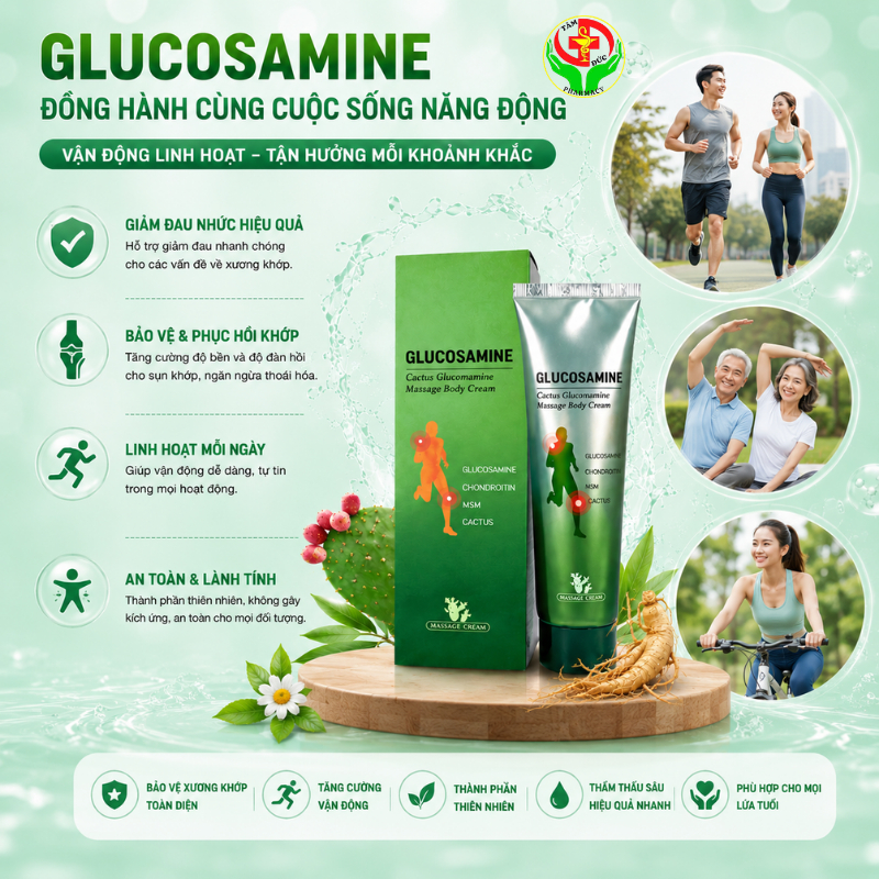 Dầu Lạnh Glucosamine Hàn Quốc - Kem Xoa Bóp Khớp Mát Lạnh, Giảm Nhức Mỏi Cột Sống, Bong Gân & Chuột Rút