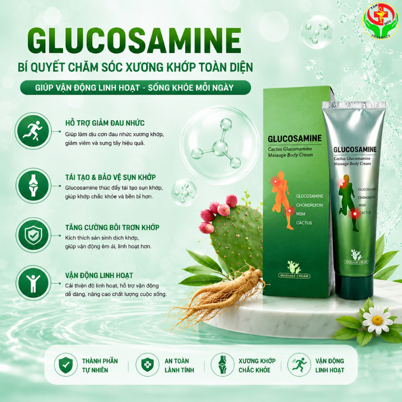 Dầu Lạnh Glucosamine Hàn Quốc - Kem Xoa Bóp Khớp Mát Lạnh, Giảm Nhức Mỏi Cột Sống, Bong Gân & Chuột Rút