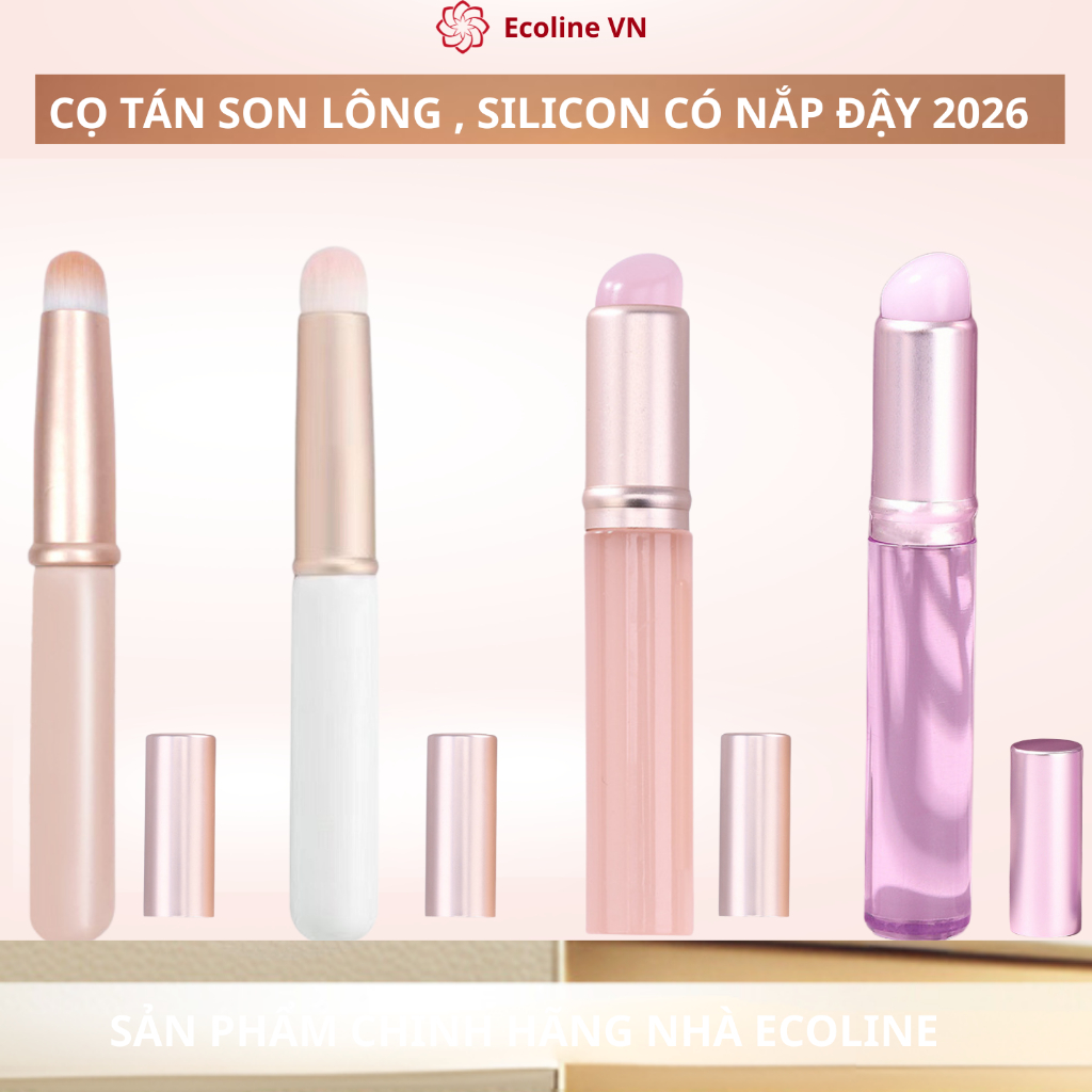 Ecoline cọ tán son lông và cọ tán son silicon đầu cọ cực mềm mịn có nắp đậy